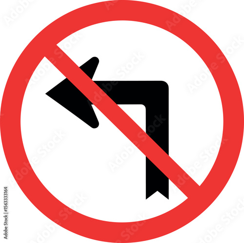 No left turn road sign. Vector illustration