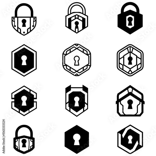 A vector collection of broken and shattered lock icons, representing liberation and breaking free