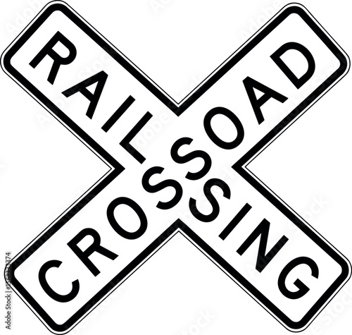 railway crossing sign, railroad level crossing ahead signs