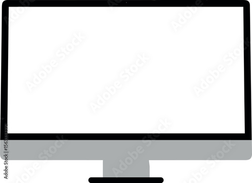 realistic computer monitor with transparent empty screen. pc display mockup. blank desktop display png image. vector illustration.