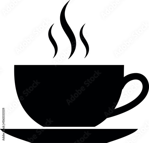 simple coffee cup icon. hot coffee or tea cup symbol with steam sign. transparent png and vector illustration