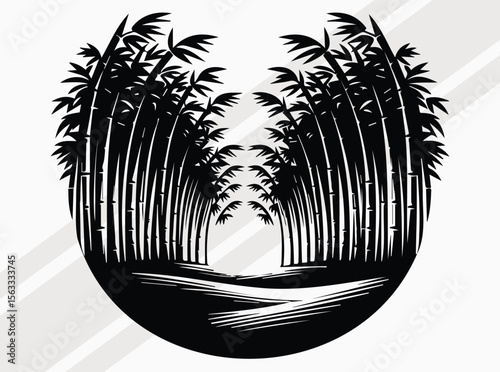Bamboo Forest Silhouette Art Print for Zen and Nature Inspired Home Decor