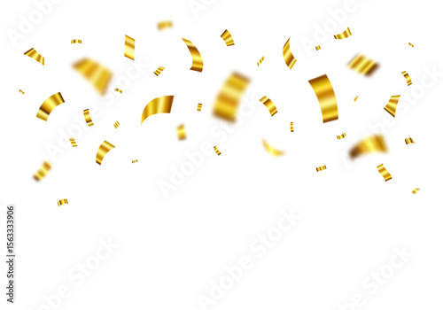 Gold confetti. Falling shiny golden confetti isolated on transparent background. confetti illustration. Holiday, birthday, celebration party, congratulations,