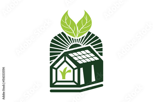 Eco-friendly house icon with letter R logo design