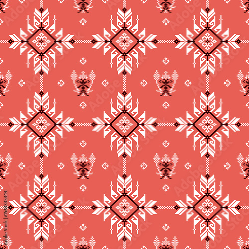Geometric ethnic pattern seamless oriental traditional design floral background wallpaper carpet clothing wrapping vector illustration texture fabric print