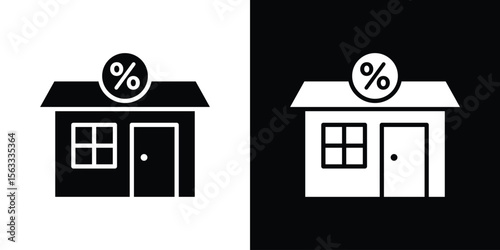 Mortgage rate icon Set collection. Vector silhouette.