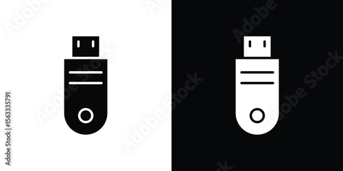 Pendrive icon Set collection. Vector silhouette.