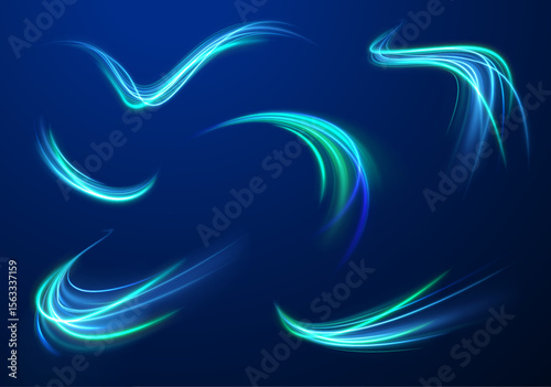 png background curve sparkle trace glow lens neon magic power bright energy swirl vortex tornado transparent spiral light movement green ring line effect design

