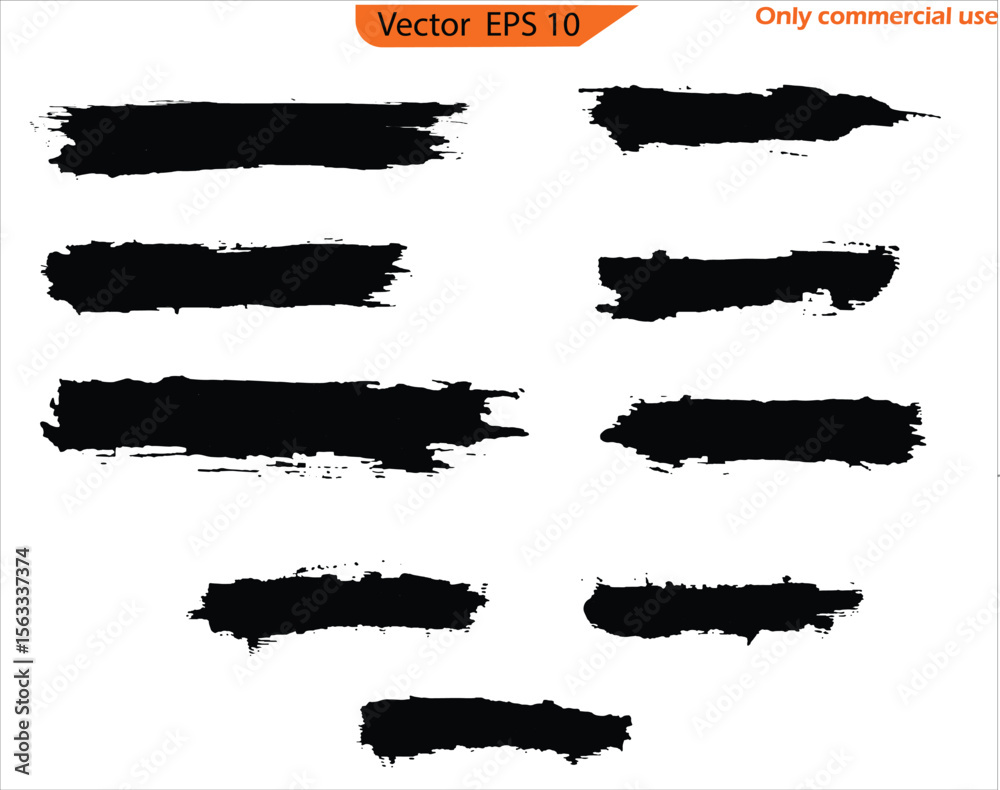 Set of vector grunge banners. Vector grunge banners. Grunge banners set. Black ink line, grunge brush strokes, ink paint set, EPS 10. clip art, Paint splatter Paint stroke. Only commercial use	
