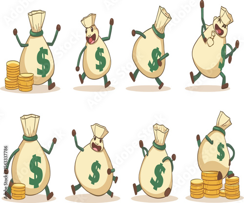Wealth Growth, Investment Success and Money Bag Icons
