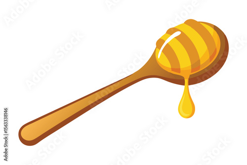 Sweet Golden Honey Dripping from Wooden Spoon A Delicious Treat