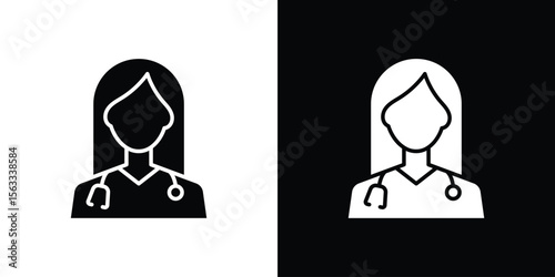 Woman Doctor icon Set collection. Vector silhouette.