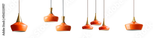 Orange Pendant Lights Group on White: Retro Style