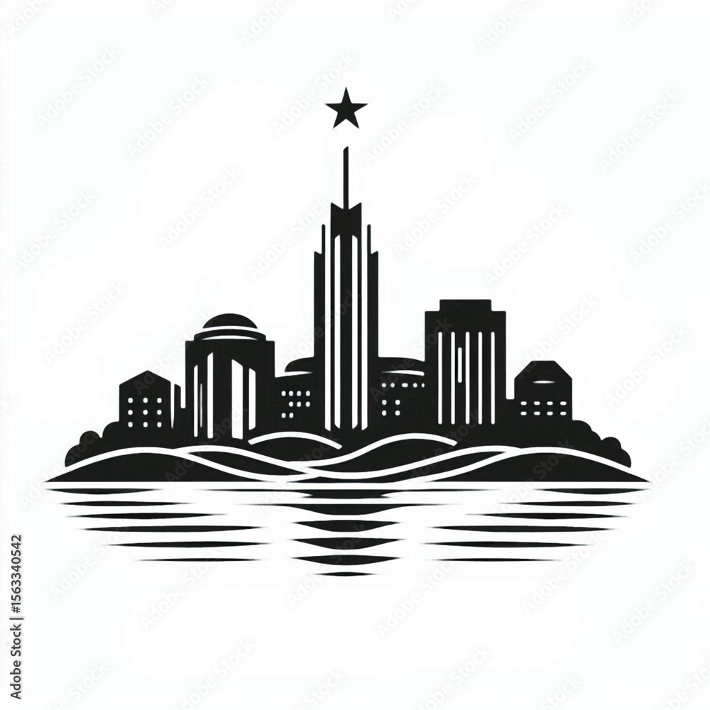 Fototapeta premium A clean, artistic rendering of Australia's skyline, featuring a continuous cityline that represents the energy and diversity of its major cities.