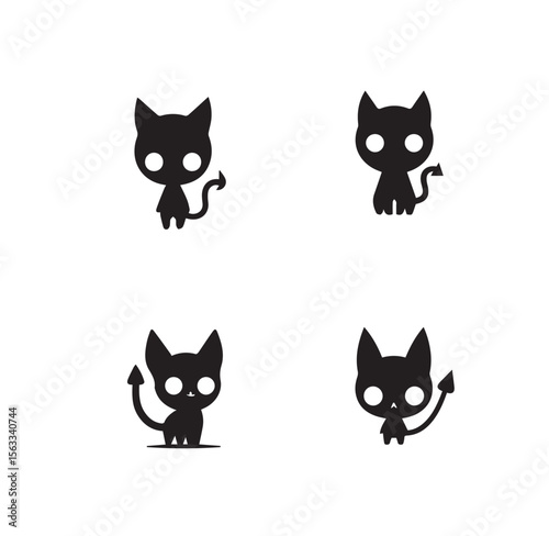 Silhouette of cute black devil on clean vector