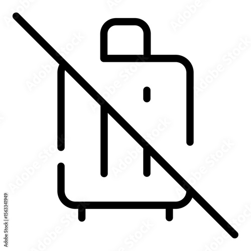 No Luggage Prohibition Sign Line Icon