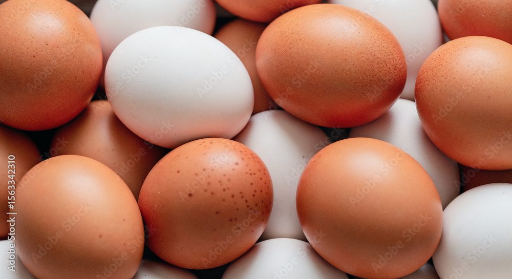 Close-Up of Brown and White Eggs Close-Up of Brown and White Eggs