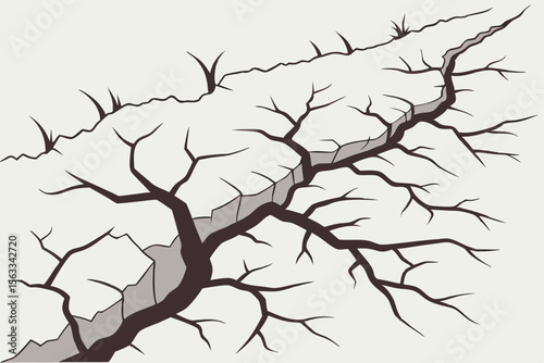 Cracked Earth Illustration A Dramatic Depiction of Drought and Environmental Issues