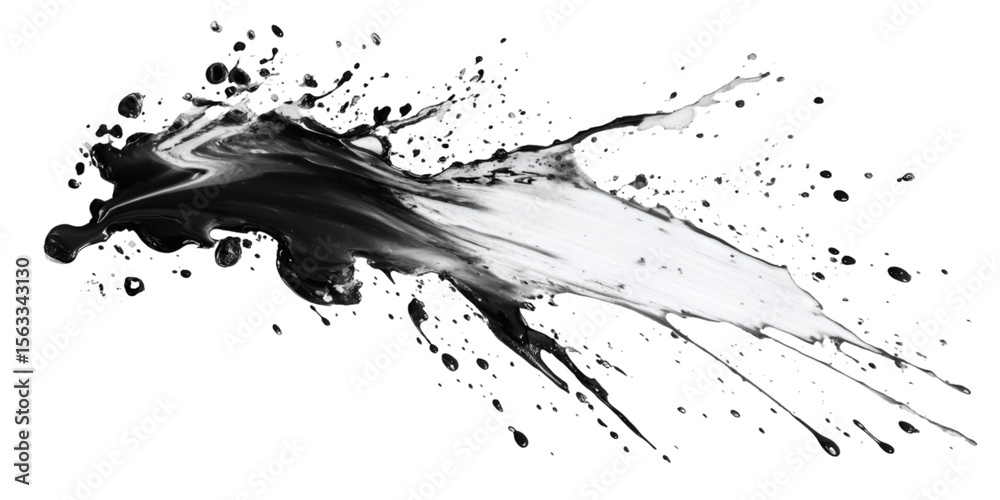 Obraz premium Monochrome Grayscale Splash Isolated on Transparent Background