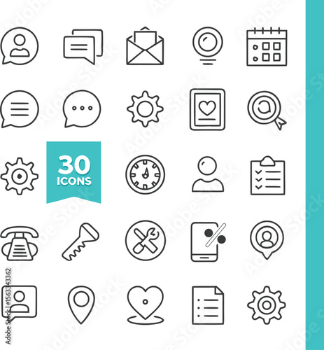 Communication calendar settings and user interface icons chat message