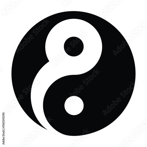 Black and white yin yang symbol duality balance