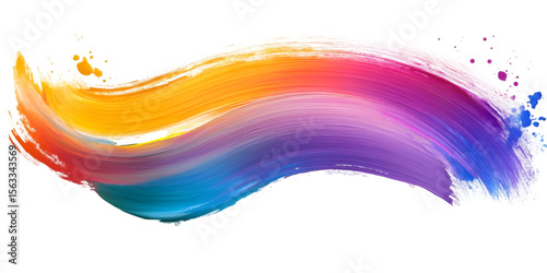 Multicolor Brush Arc with Gloss Texture Isolated on Transparent Background