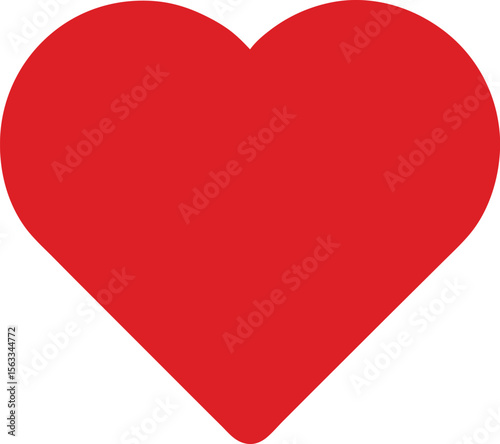 A solid red heart isolated on white background