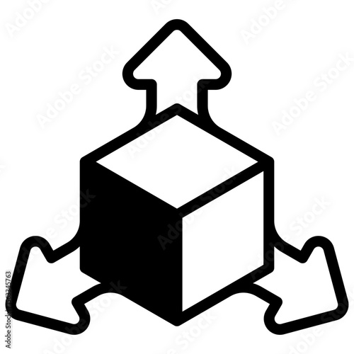 Product scalability. Outlined stroke vector icon with black-filled details.