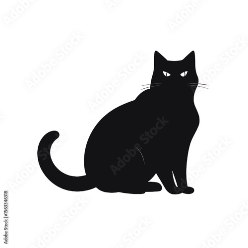 Black Cat Silhouette: A sleek, black cat silhouette stands out starkly against a background, showcasing its elegant form and enigmatic gaze.