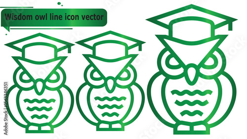 
 Wisdom owl line icon vector