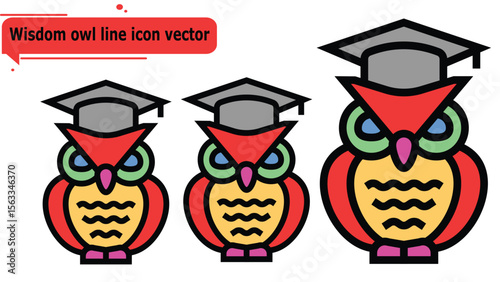 
 Wisdom owl line icon vector
