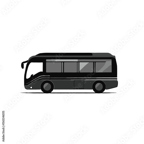 Minimalist Coach: A sleek and modern black coach, perfect for a journey, it embodies the essence of travel and transportation with its clean lines and professional design.