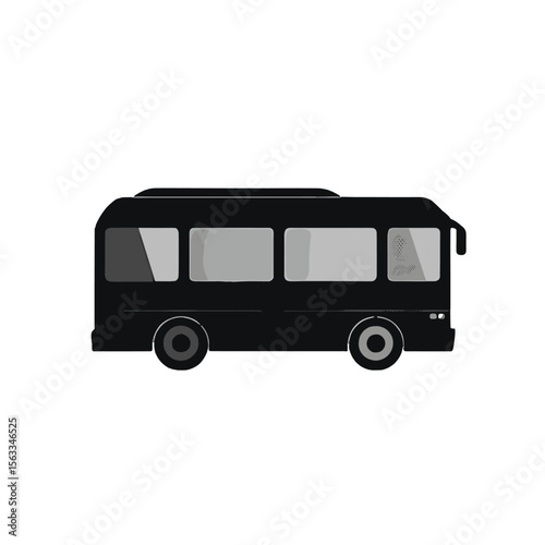 Black Bus Illustration: Clean vector of a sleek, black bus, perfectly depicting urban transportation with its modern design.