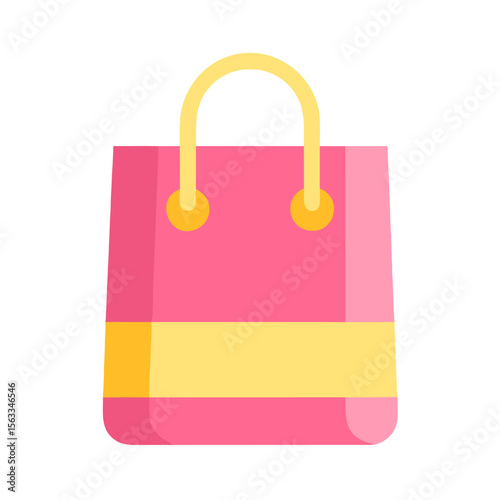 Pink Shopping Bag: A vibrant shopping bag, perfectly isolated on a neutral backdrop. Designed with a minimalist aesthetic, the bag's cheerful design adds a touch of playfulness.