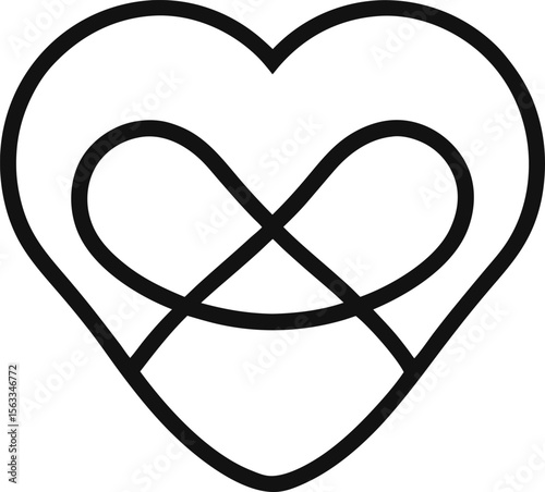 A heart shape with an infinity symbol inside isolated on white background