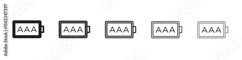 AAA battery icon symbol in thin line, Black outline and stroke style