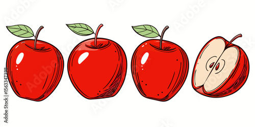 Fresh, juicy red chili peppers with green leaves, like a fiery apple, symbolize healthy, delicious food