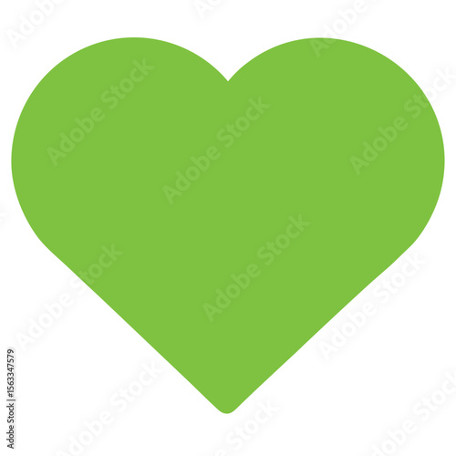A simple green heart shape isolated on white background