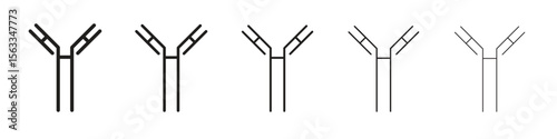 Antibody icon symbol in thin line, Black outline and stroke style