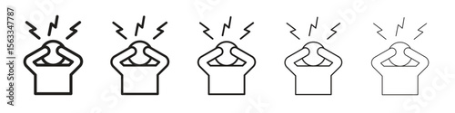 Anxiety icon symbol in thin line, Black outline and stroke style