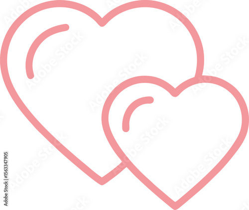 Two pink heart shapes overlapping each other isolated on white background