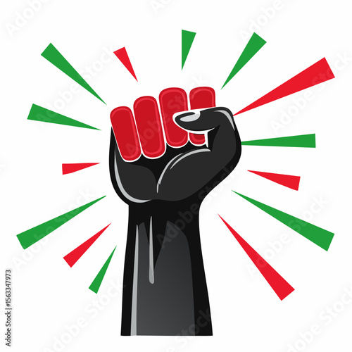 Power and Solidarity: A fist raised in solidarity, radiating strength, resilience, and the spirit of unity. It's a symbol of the enduring spirit of hope and empowerment.