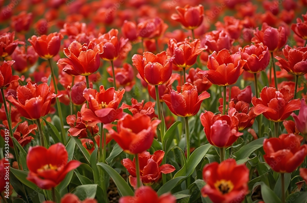 Obraz premium red and yellow tulips
