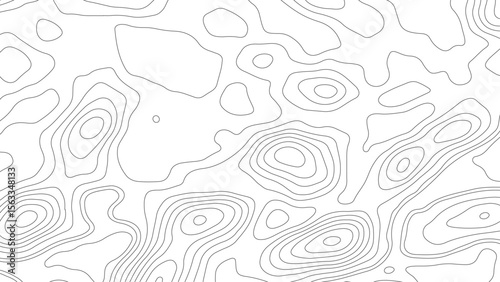 The stylized height of the topographic contour in lines and contours. The concept of a conditional geography scheme and the terrain path. Black & White. Vector illustration.