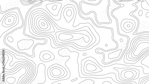 The stylized height of the topographic contour in lines and contours. The concept of a conditional geography scheme and the terrain path. Black & White. Vector illustration.