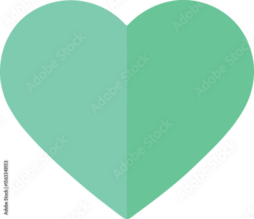 A solid mint green heart shape isolated on white background