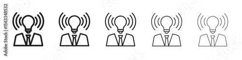 Brand awareness icon symbol in thin line, Black outline and stroke style