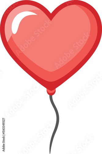 A red heartshaped balloon isolated on white background symbolizes love and celebration