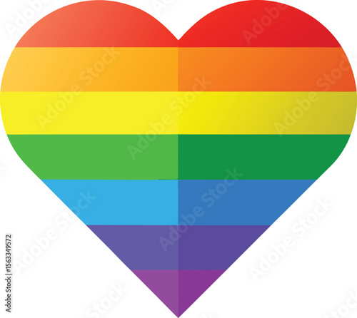 A rainbow heart representing lgbt pride is isolated on white background
