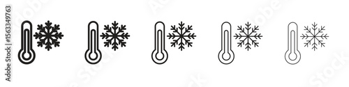 Cold icon symbol in thin line, Black outline and stroke style
